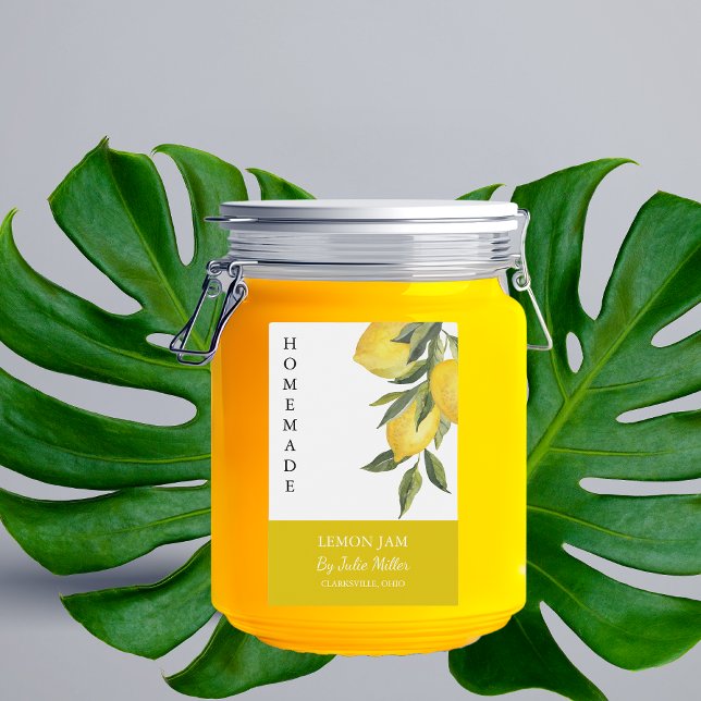 Élégant Étiquette de confiture de citron fait mais (Créateur téléchargé)