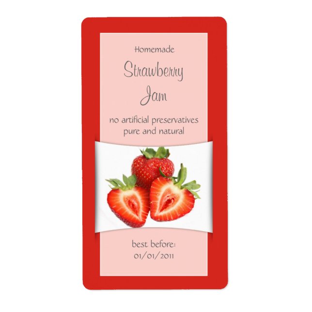 Élégant Étiquette de fraise rouge (Devant)