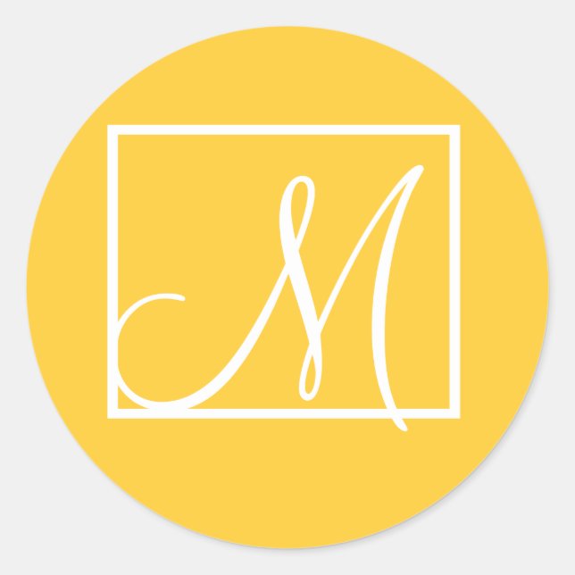 Élégant Étiquette de Monogramme Jaune (Devant)