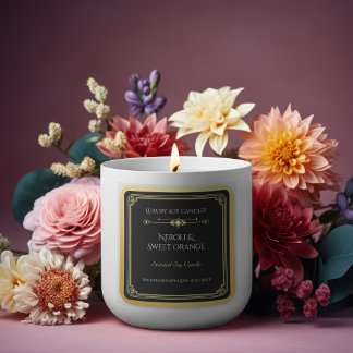 Élégant Étiquette de produit de bougie noir et or