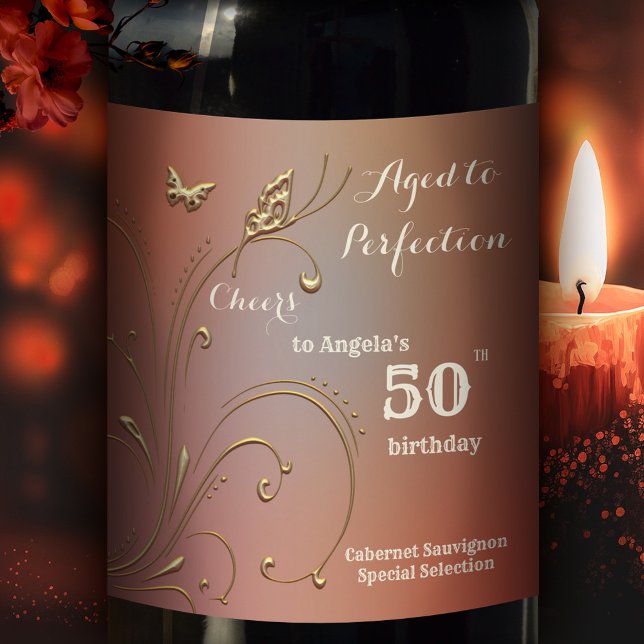 Elégant Étiquette de vin de l'Anniversaire de papi (Créateur téléchargé)