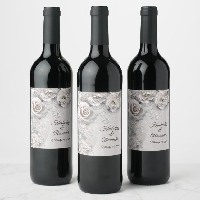 Elégant Étiquette de vin de mariage avec vos noms  (Bouteilles)
