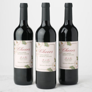 Élégant Étiquette de vin Mariage rose rose pâle