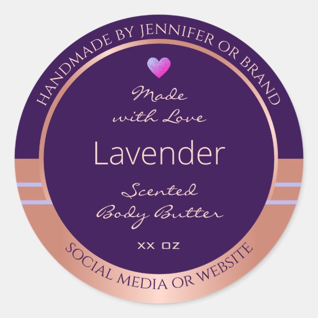 Élégant Étiquette d'emballage de produits violet R (Devant)