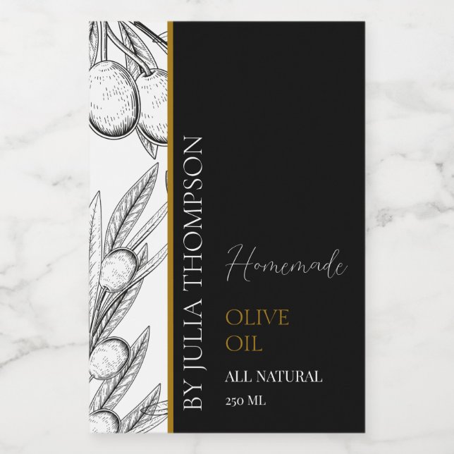 Elégant Étiquette d'huile d'olive maison Gold (Étiquettes simples)