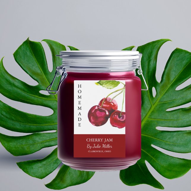Élégant Étiquette maison de confiture de cerise (Créateur téléchargé)