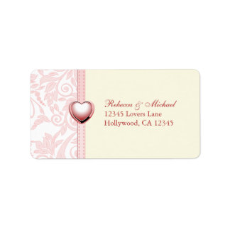 Élégant Étiquettes de adresse de Damas roses