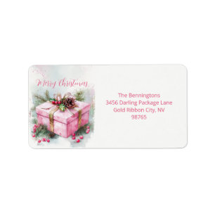 Élégant Étiquettes de adresse de Noël rose Vintage