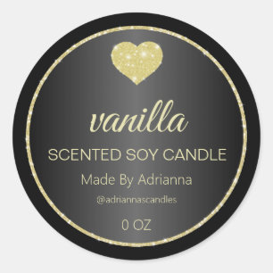 Élégant Étiquettes de bougie de soja noir et or