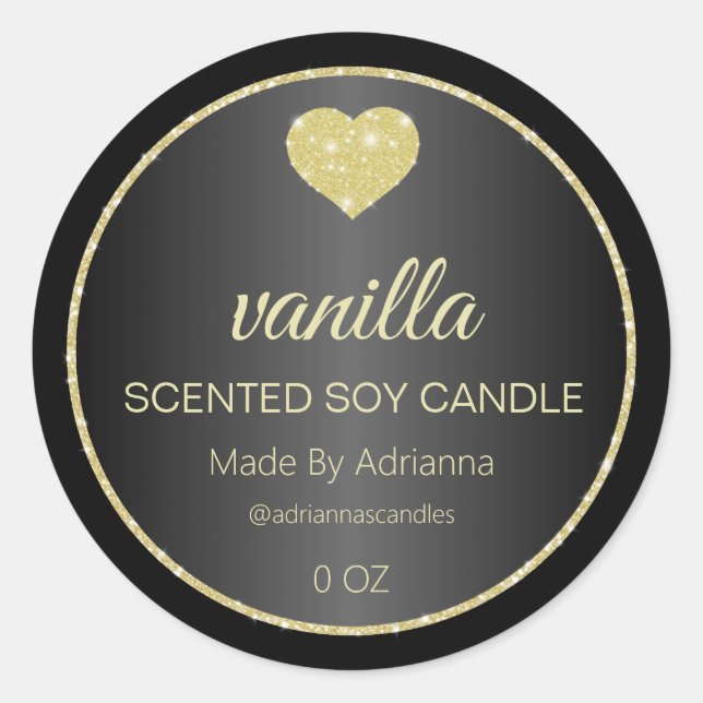 Élégant Étiquettes de bougie de soja noir et or (Devant)