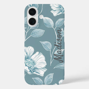 Élégant étui de téléphone floral avec nom