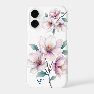 Élégant Étui Fleur de Magnolia avec Monogramme