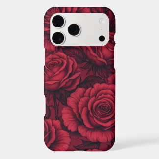 Élégant Étui iPhone Fleurs de Roses Rouge Foncé Go