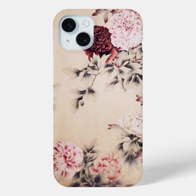 Élégant étui vintage beige à fleurs pour iPhone 6 (Verso)