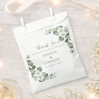 Elegant Eucalyptus and White Blossom Wedding Favour Bag