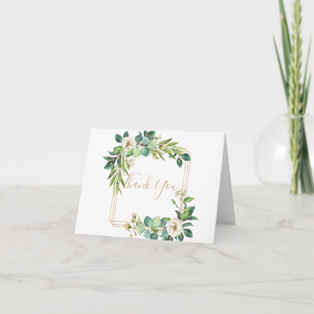 Elégant Eucalyptus Aquarelle et carte Rose (Devant)
