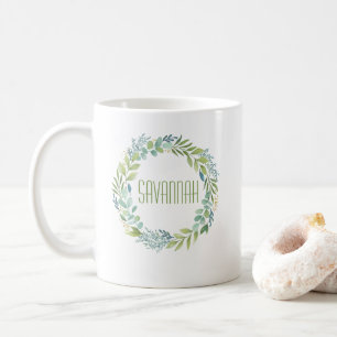Elégant Eucalyptus Aquarelle Wreath Mug