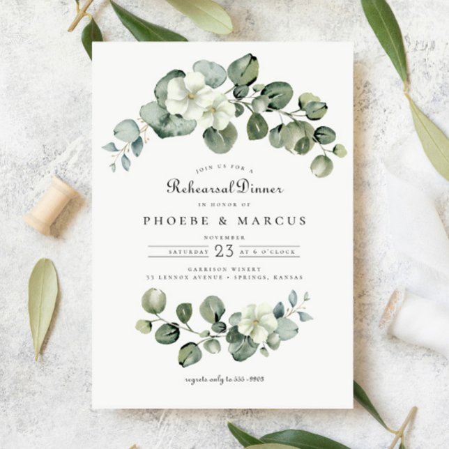 Elegant Eucalyptus Arch Greenery Rehearsal Dinner Invitation (Creator Uploaded)