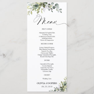 Elegant Eucalyptus Baby Shower Menu