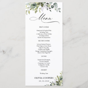 Elegant Eucalyptus Baby Shower Menu