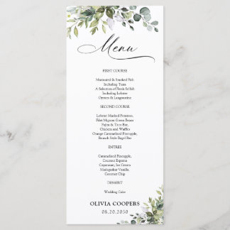Elegant Eucalyptus Baby Shower Menu