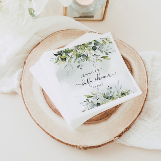 Elegant eucalyptus baby shower napkins (Creator Uploaded)