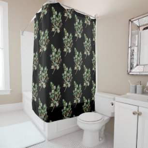 ELEGANT EUCALYPTUS BLACK INSPIRED SHOWER CURTAIN