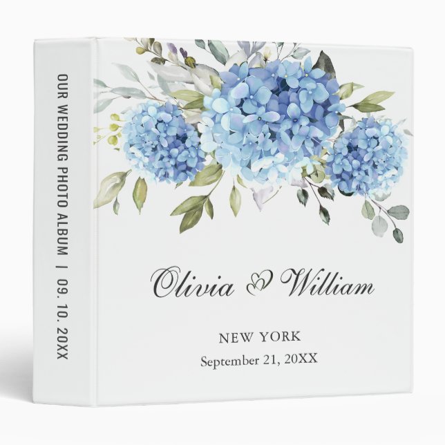 Elegant Eucalyptus Blue Hydrangea photo album Binder (Front/Spine)
