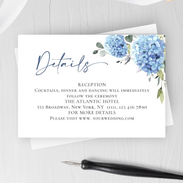 Elegant Eucalyptus Blue Hydrangea Wedding Details Enclosure Card (Creator Uploaded)