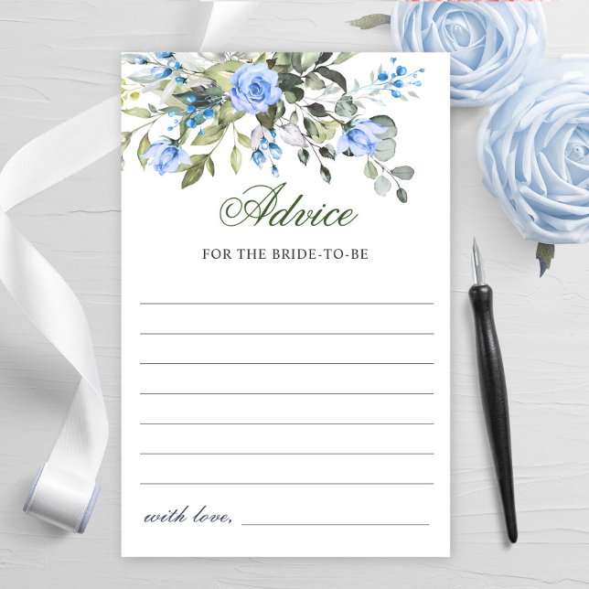 Elegant Eucalyptus Blue Roses Advice & Wishes Card (Creator Uploaded)