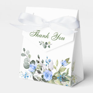 Elegant Eucalyptus Blue Roses Greenery Wedding  Favor Box