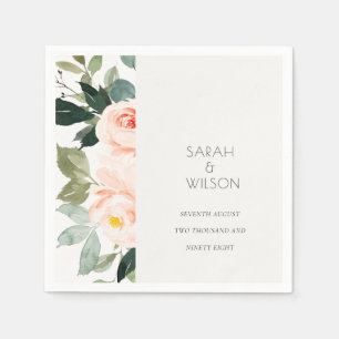 Elegant Eucalyptus Blush Rose Pink Wedding Napkin