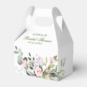 Elegant Eucalyptus Blush Roses Greenery  Favor Box