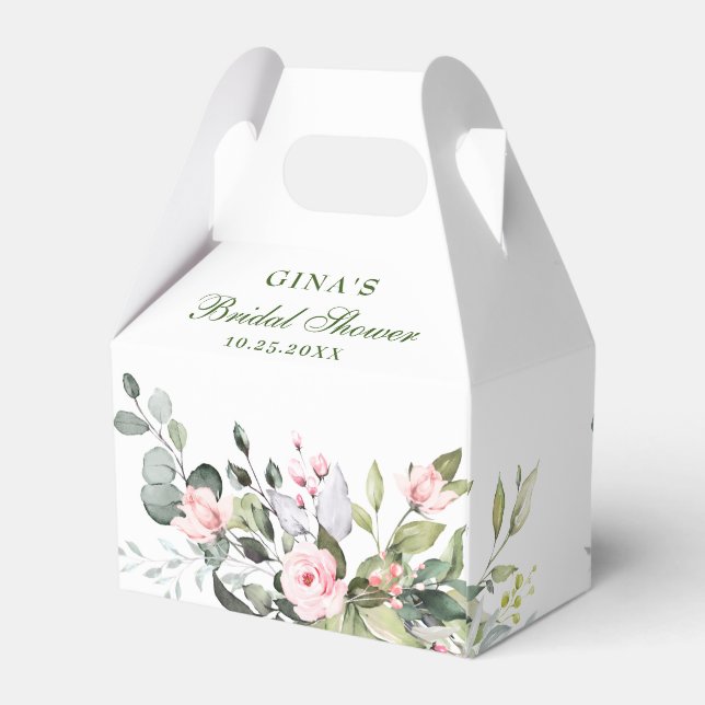 Elegant Eucalyptus Blush Roses Greenery  Favor Box (Back Side)
