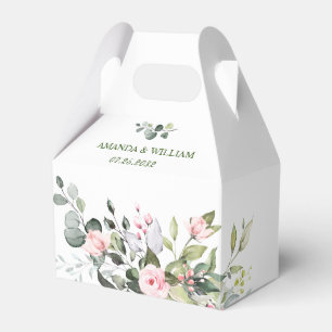 Elegant Eucalyptus Blush Roses Greenery Wedding Favor Box