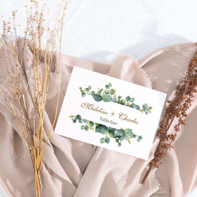 Elegant Eucalyptus Boho Mariage Carte Numéro de ta (Créateur téléchargé)