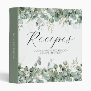 Elegant Eucalyptus Botanical Bridal Recipe Book Binder