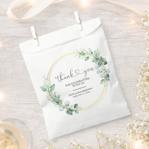 Elegant Eucalyptus Botanical Gold Thank You Favour Bag