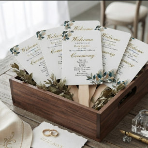 Elegant Eucalyptus Botanical Greenery Calligraphy Hand Fan