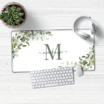 Elegant Eucalyptus Botanical Monogram Desk Mat<br><div class="desc">Elegant Eucalyptus Botanical Monogram Desk Mat Mouse Pad featuring our lovely sage eucalyptus greenery and modern typography for your monogram. Easy to customize with your information for a simply delightful charger pad. Please contact us at cedarandstring@gmail.com if you need assistance with the design or matching products.</div>