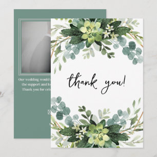 Elegant eucalyptus botanical photo wedding  thank you card