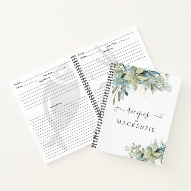 Elegant Eucalyptus Botanical Recipe Notebook (Inside)