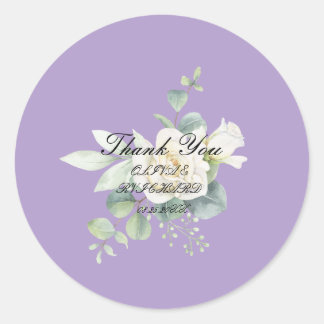 Elegant eucalyptus botanical Summer Wedding Classic Round Sticker