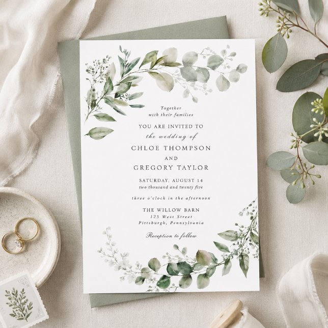 Elegant Eucalyptus Botanical Wedding Invitation (Creator Uploaded)