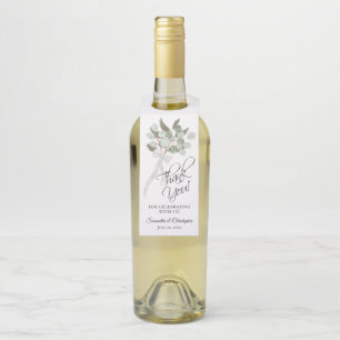 Elegant Eucalyptus Bouquet Watercolor Wedding Bottle Tag