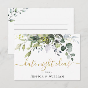 Elegant Eucalyptus Bridal Shower Date Night Idea A Advice Card