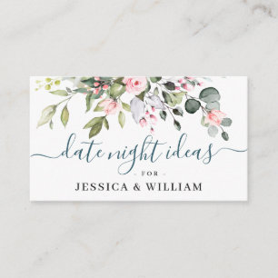 Elegant Eucalyptus Bridal Shower Date Night Idea A Advice Card