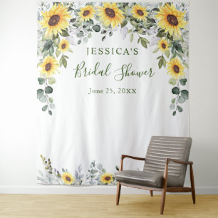Elegant Eucalyptus Bridal Shower Photo Backdrop Tapestry