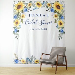 Elegant Eucalyptus Bridal Shower Photo Backdrop Tapestry