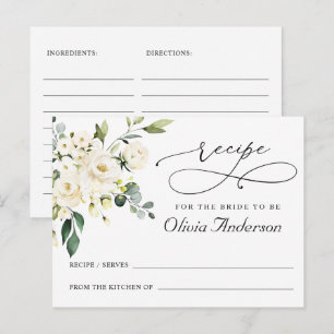 Elegant Eucalyptus Bridal Shower Recipe Card